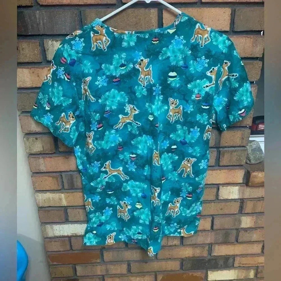 Women’s Rudolph the Red-nosed Reindeer Scrub Top - Picture 2 of 3